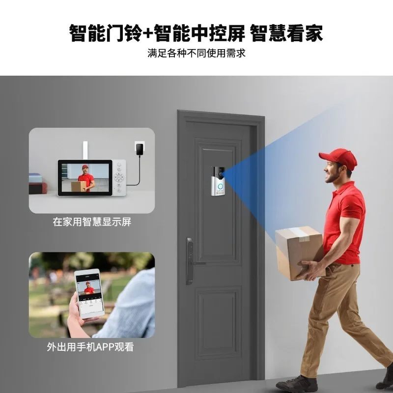 4MP HD Wireless Video Doorbell Intercom System with 5 Inch Display Screen Home Security Monitoring Smart