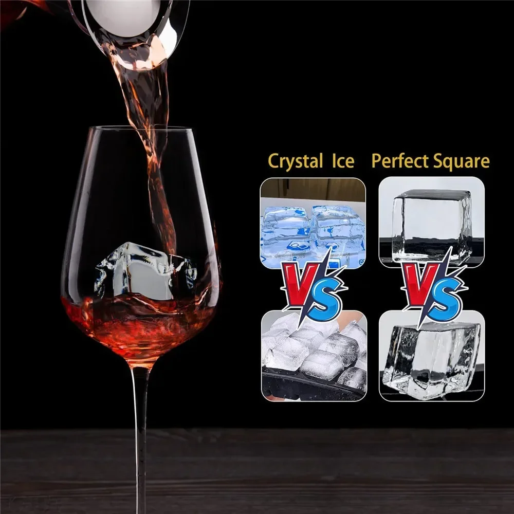 8pcs High Quality High Clear Ice Tray Cube Maker Ice Mold Silicone for Whiskey Bar Home Business Kitchen Gadgets