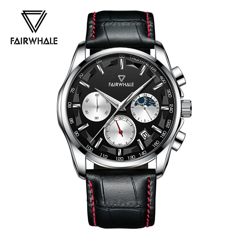 

Mark Fairwhale Luxury Men Quartz Watch Leather Waterproof Luminous Date Chronograph Men's Watches Fashion Man Wristwatch Reloj