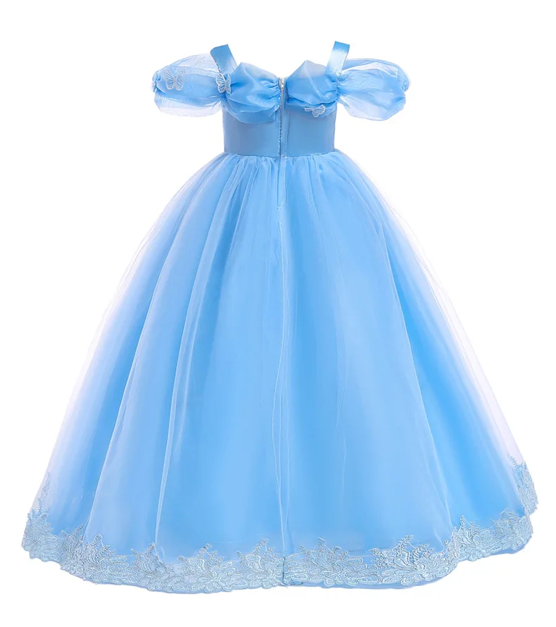 Princess Cinderella Dress Birthday Party Evening Baby Girl\'s Long Dress Butterfly Dresses Children Costume 3 to 12 Years Old