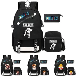 3Pcs/set Anime One Piece Backpack Boy Girl Back To School Rucksack Teen Student Schoolbag Men Women Canvas Cartoon Bag Mochilas