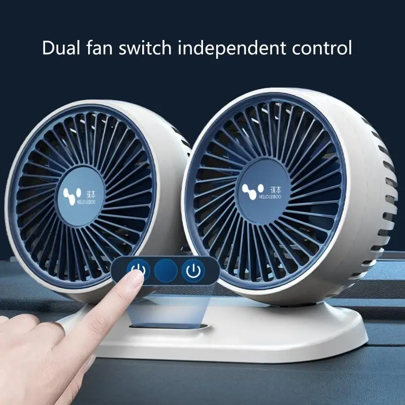 مروحة السيارة التي تعمل بالطاقة USB متعددة الزوايا قابلة للدوران للرأس 3 سرعات لوحة القيادة ABS N58D