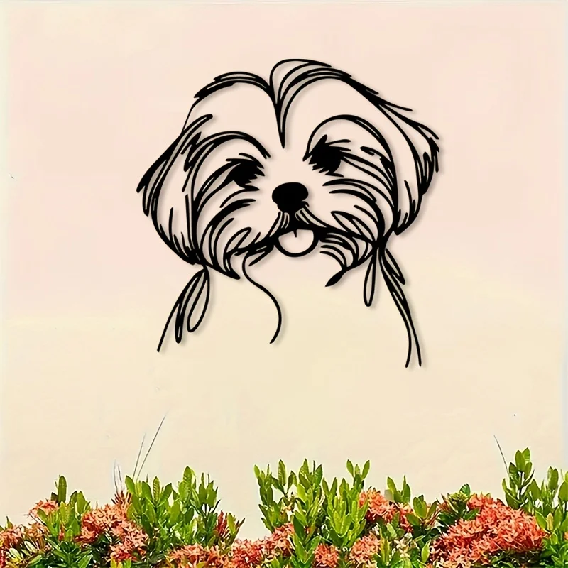 1A vintage metal wall decoration，With the image of a Maltese dog 1pc