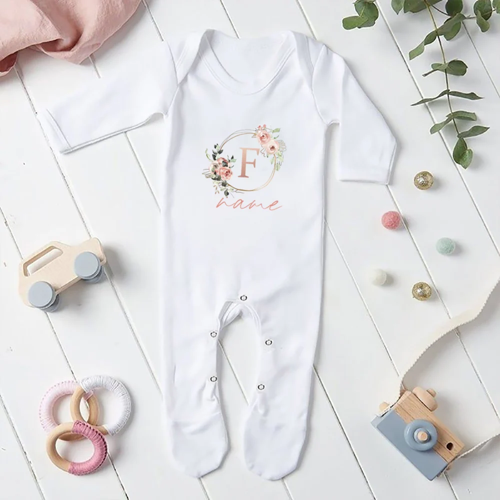 Personalised Baby Girl Sleepsuit Welcome To The World Babygrow New Baby Gift Coming Home Outfit Name & Initial Clothing