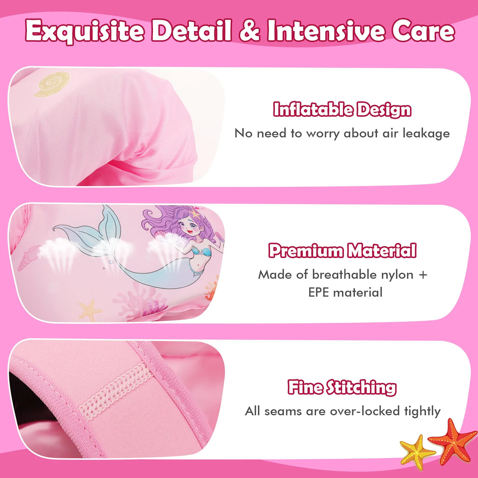 MoKo Toddler Swim Vest Cartoon Arm Sleeve Life Jacket Swimsuit Foam Safety Beach Toys Floating Vest Baby Floats Swimming Ring