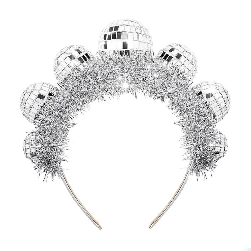 

340D Funk Mirror Discoballs Headband Carnival Party Props Hairhoop Women Headdress