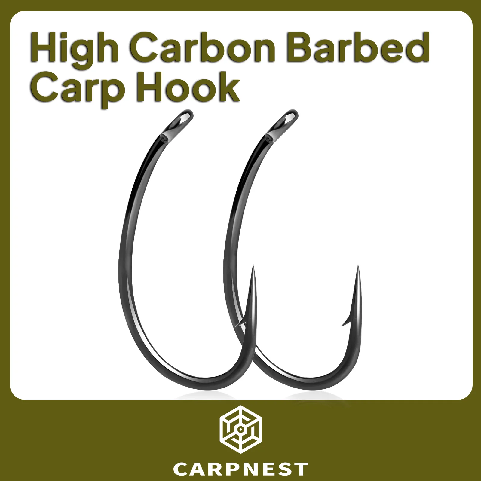 

CARPNES Carp Fishing Hooks 50pcs PTFE Coating High Carbon Steel Barbed Hooks