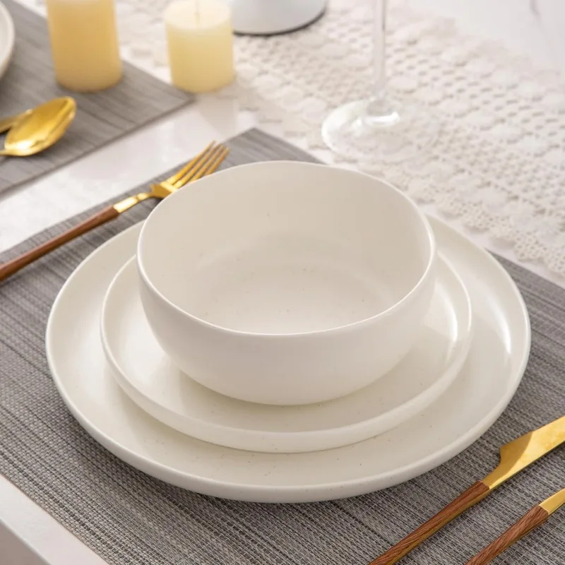 Ceramic Dinnerware Sets, Wavy Rim Stoneware Plates and Bowls Sets, Highly Chip and Crack Resistant Service for 4