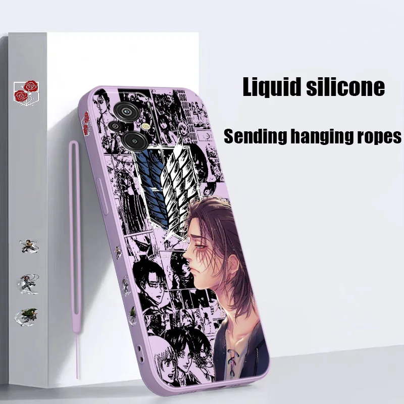 Attack on Titan lead Phone Case For Xiaomi Redmi 8 9 10 11 12 13 K20 K30 K40 K50 K60 Pro S A C T X Liquid Left Rope Cover Funda