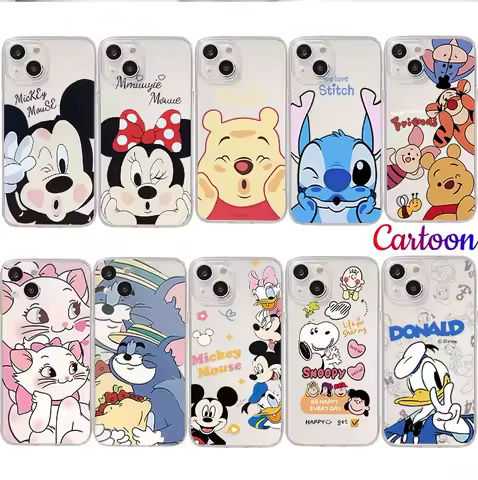 Mickey Snoopy Case For Samsung Galaxy Note 20 Ultra 10 S10 Plus A15 A25 A05 A05S A14 A24 A02S A22 A54 A55 Minnie Stitch Casing