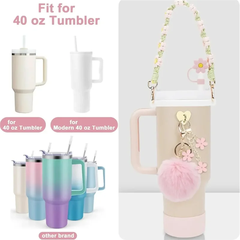 AAAN-Stroh-Abdeckungs-Charm, anwendbar auf 40/30 Unzen Glas-Wasserbechergriff, Blumenbecherkette B