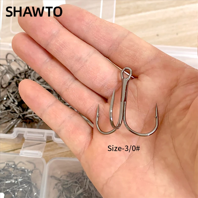 

Shawto Fishing Treble Hooks 4/0#-16# 50Pcs High Carbon Steel Sharp Barbed Triple Hook Set for Crankbaits Spinners Fishing Tackle