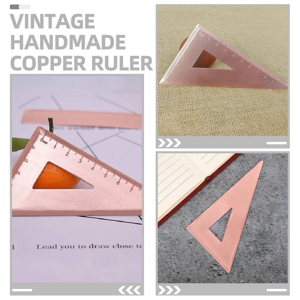 

Copper Ruler Stationery Triangle Drafting Tool Precision Measurement Metal Engineering Scale Geometry Student Professional