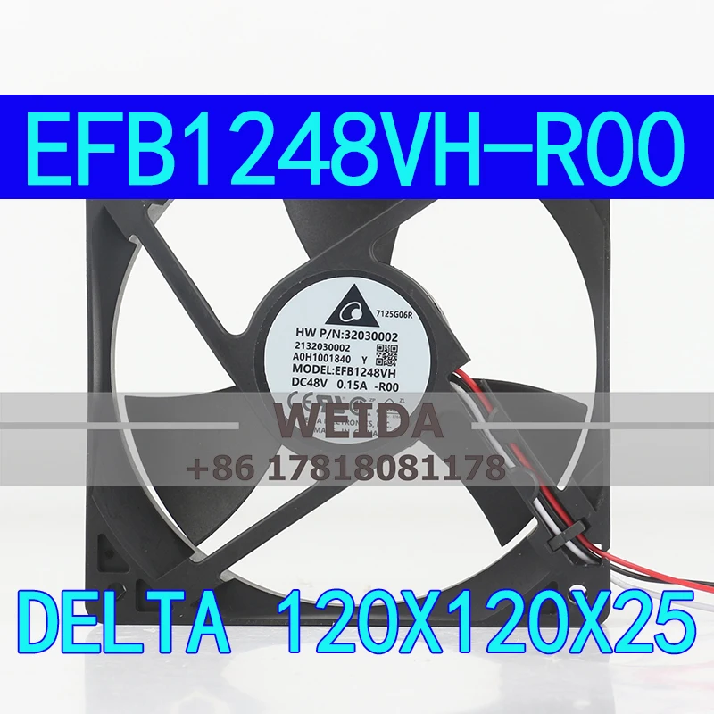 Original Delta EFB1248VH-R00 12025 48V 0.15A 7.2W 12CM silent three-wire switch cooling fan
