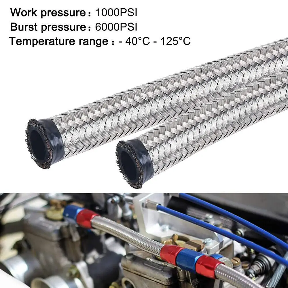 AN10 خرطوم الفولاذ المقاوم للصدأ مضفر CPE مجموعة خط الوقود النفط 16FT مع 6 قطعة تركيبات سبائك الألومنيوم 0 45 90 درجة الأحمر والأزرق