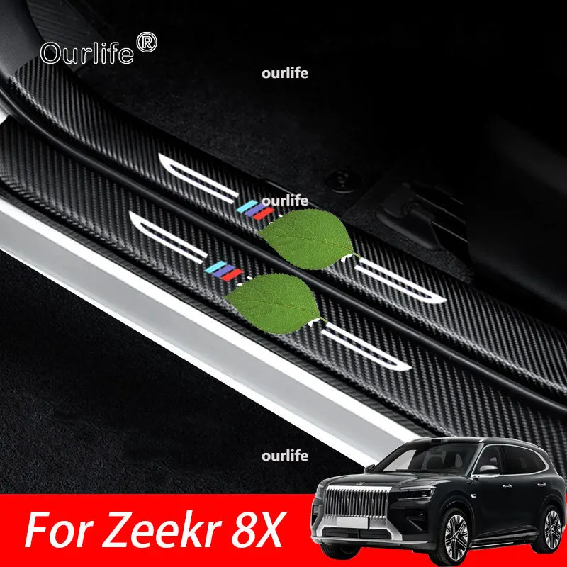 

For Zeekr 8X 2026 2027 Car Threshold Protection Stickers Rear Trunk Inner Bumper Plate Guard Carbon fiber Stickers Accessories
