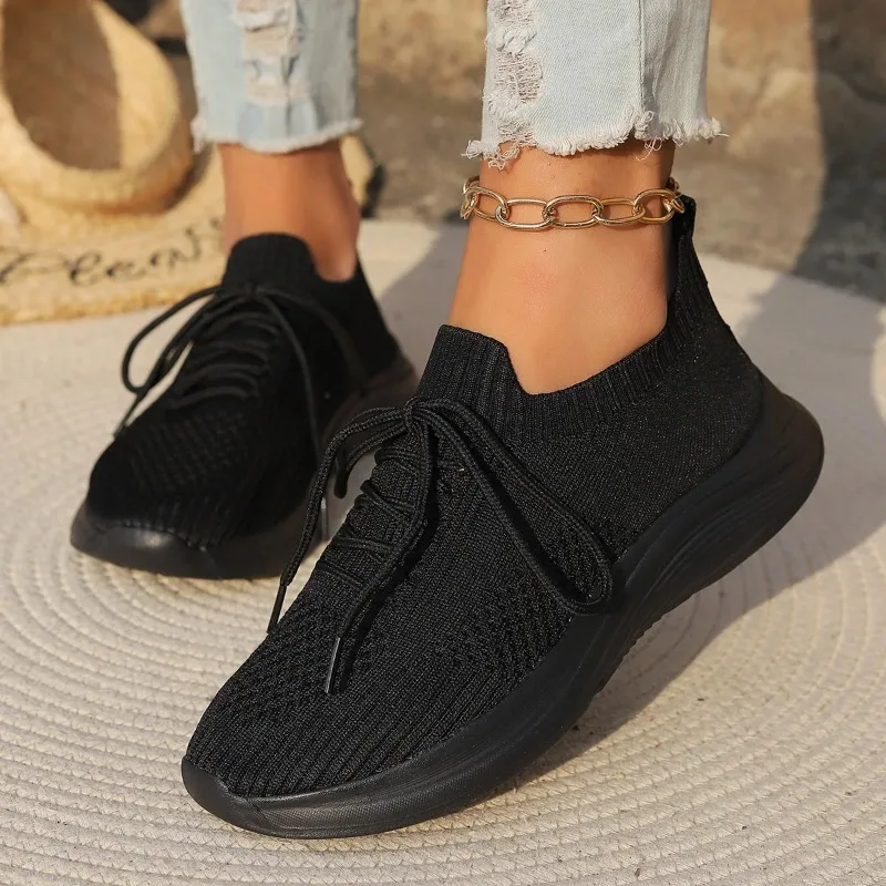 Hot Sales New 2024 Women Mesh Breathable Casual Sneakers Lace-up Vulcanized Shoes Ladies Sneakers Female Shoes Zapatos De Mujer