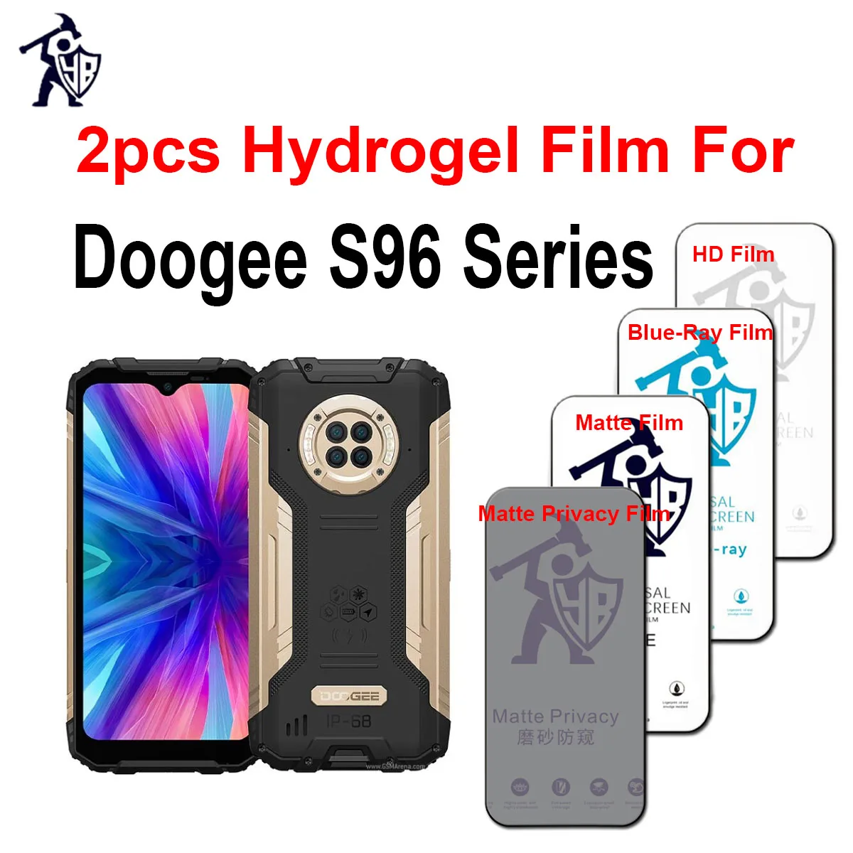 2pcs HD Screen Protector For Doogee S96 Pro Privacy Hydrogel Film For Doogee S96 GT Matte/Blueray Full Cover Film Not Glass