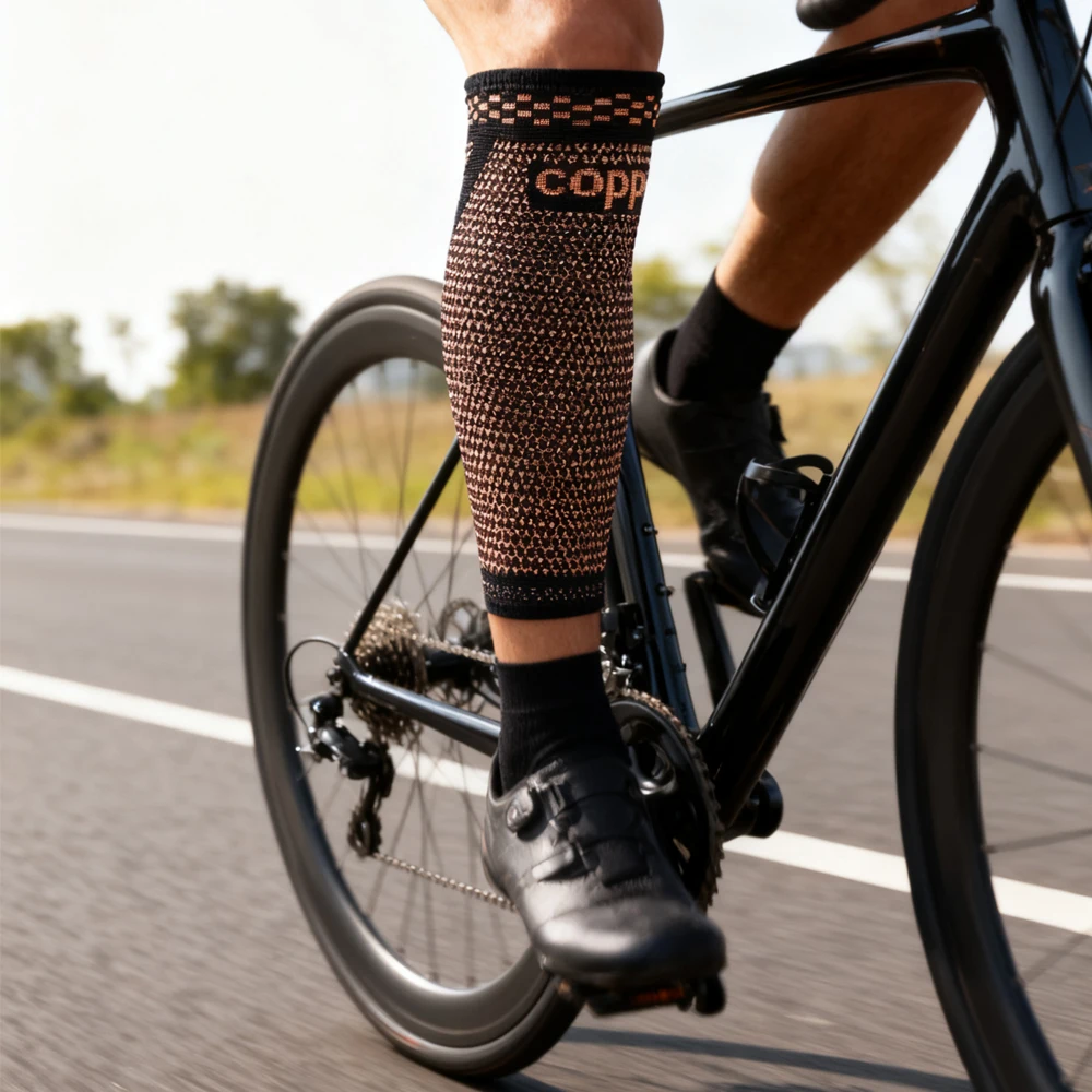 1PCS Copper Calf Compression Sleeves for Men & Women, Footless Compression Socks Support for Varicose Veins,Sports,Fitness