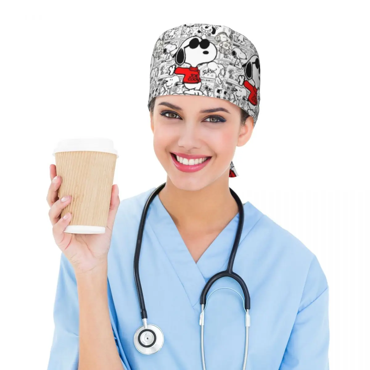 Custom Cute S-Snoopys Cartoon Medical Staff Scrubs Hat Women Men For Chef Hat Scrub Caps