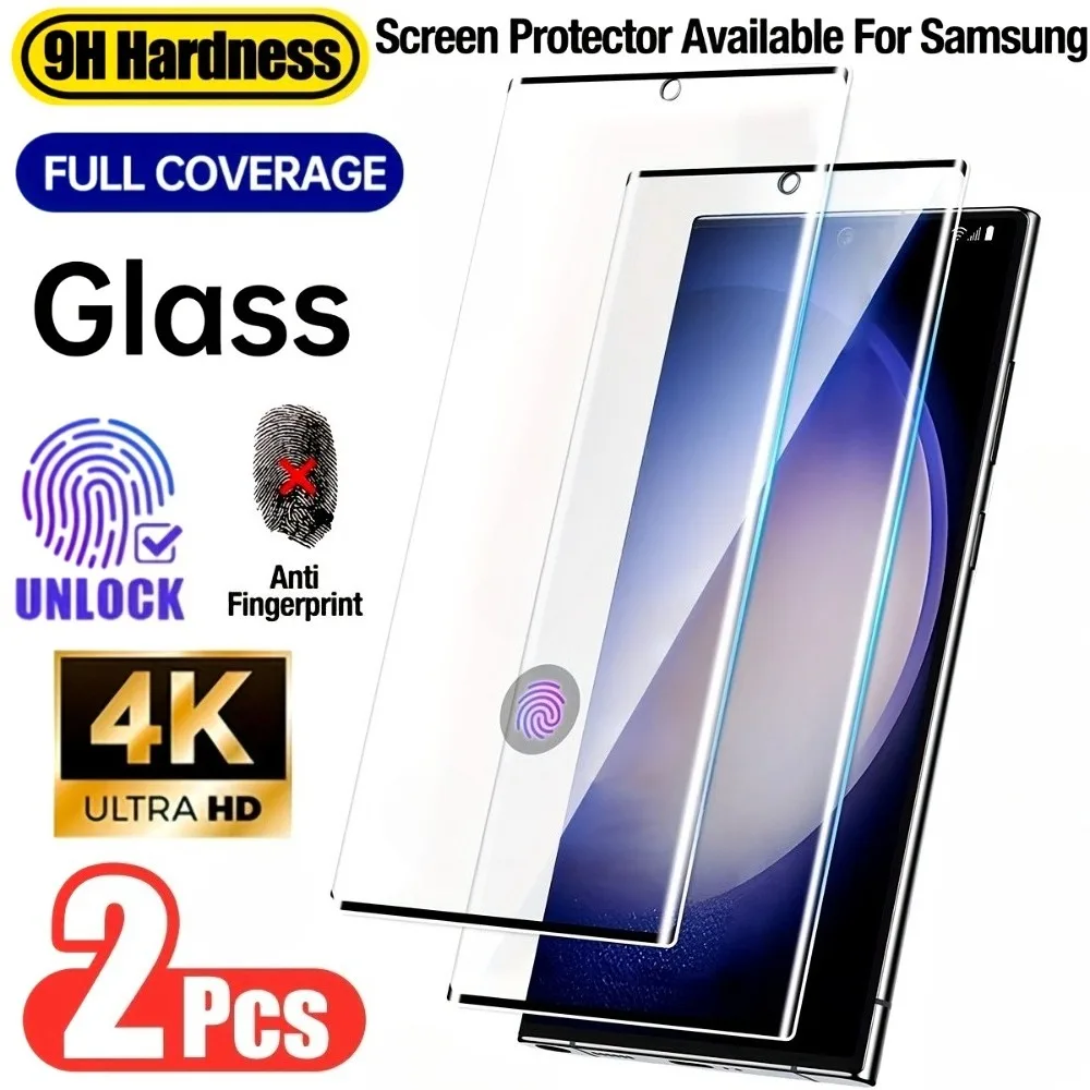 2Pcs Full Cover Tempered Glass for Samsung Galaxy S25 S24 S23 Ultra S22 S21 S20 Plus S25 S24 S23 FEUltra Clear Screen Protector