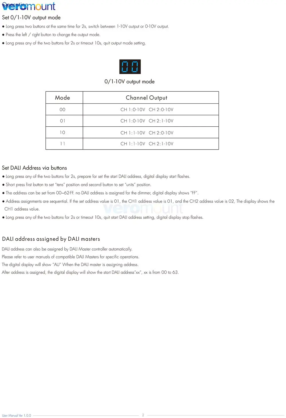 Skydance DV 100-240V AC 2 canais DALI 0-10V 1-10V Dimmer 2 conversor de endereço DALI 20mA/CH controlador de luz DALI