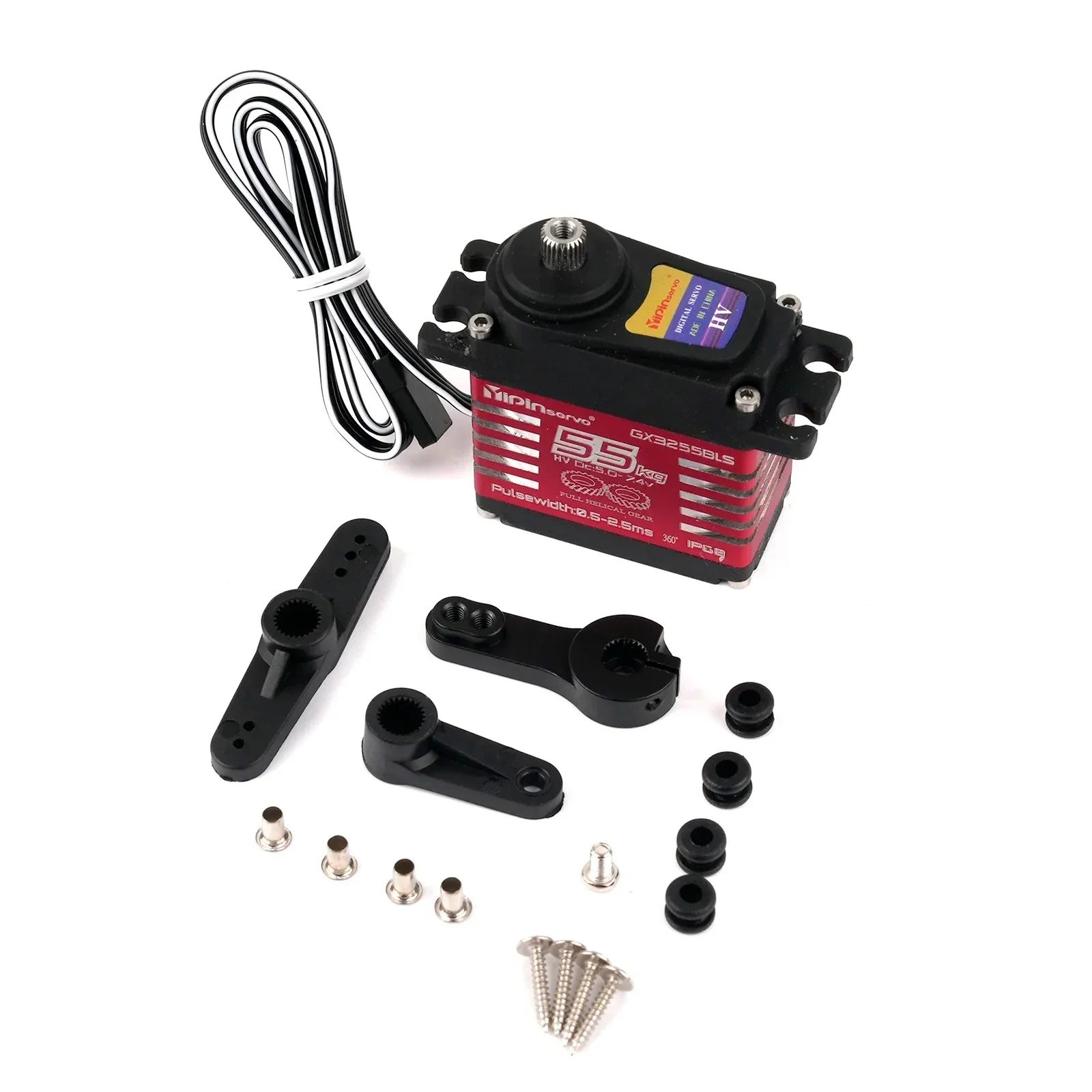 4 قطعة YP3255BLS 55 كجم طقم سيرفو بدون فرش 180/270/357/360 °   تروس فولاذية دوارة مستمرة IP68 مقاومة للماء لروبوتات RC
