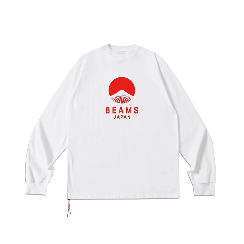 High Quality Daily Casual Beams Long Sleeves Tee Spring Summer Trendy Little Red Rope Series Loose T-shirt