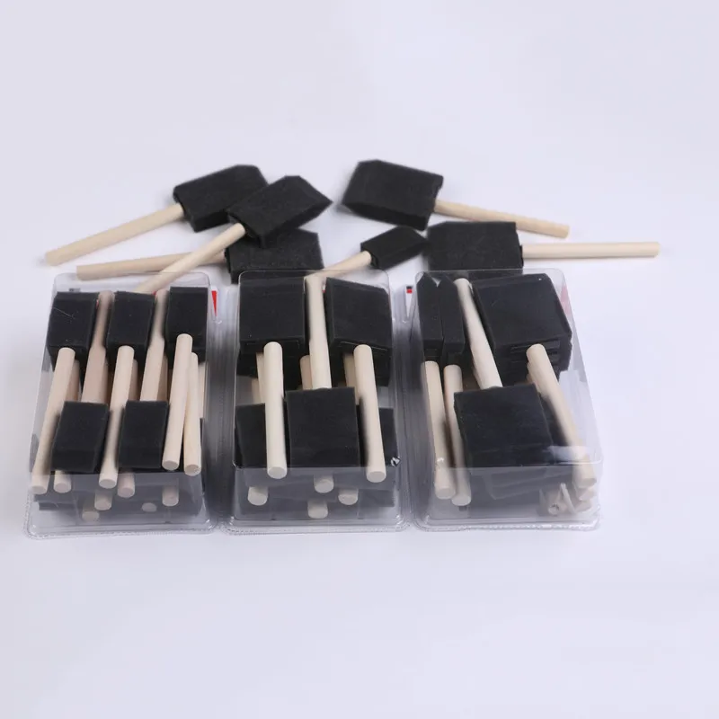 #1152 Artsecret High Grade Foam Brush Set 1'' 1.5'' 2'' Three Sizes Can Choose Sponge Brush Wooden Handle Good for Touch-Up