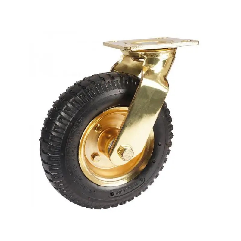 1 Pcs Packing 8-inch Gold-plated Inflatable Wheel Rubber Universal  Caster