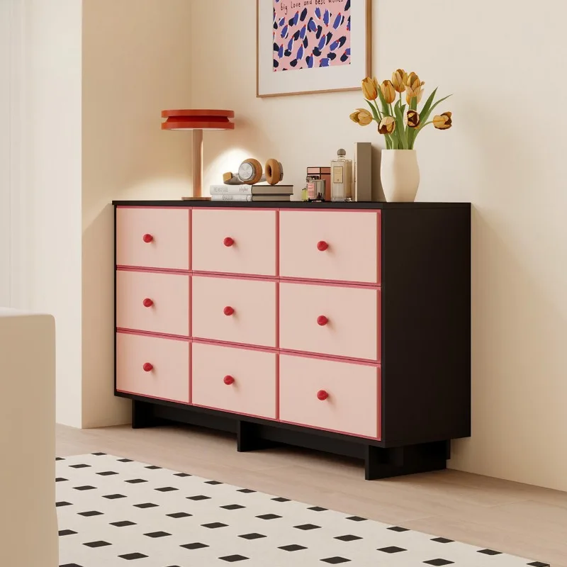Italian minimalist paint nine chest cabinet, retro solid wood dining side cabinet