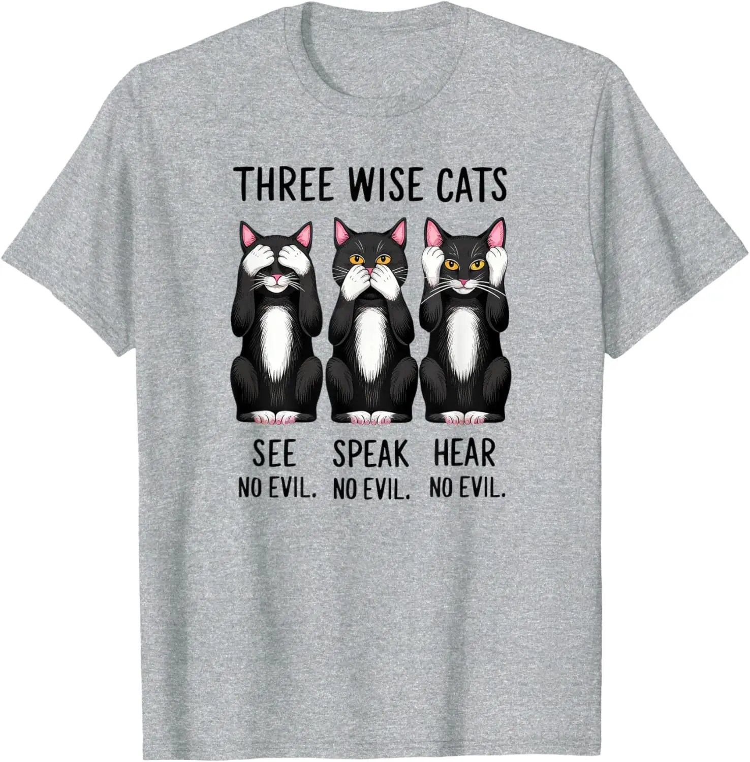 Three Wise Cats Funny Kitten Cat Lover T-Shirt Anime Graphic T-shirts For Men Clothing Women Tees Y2K Tops