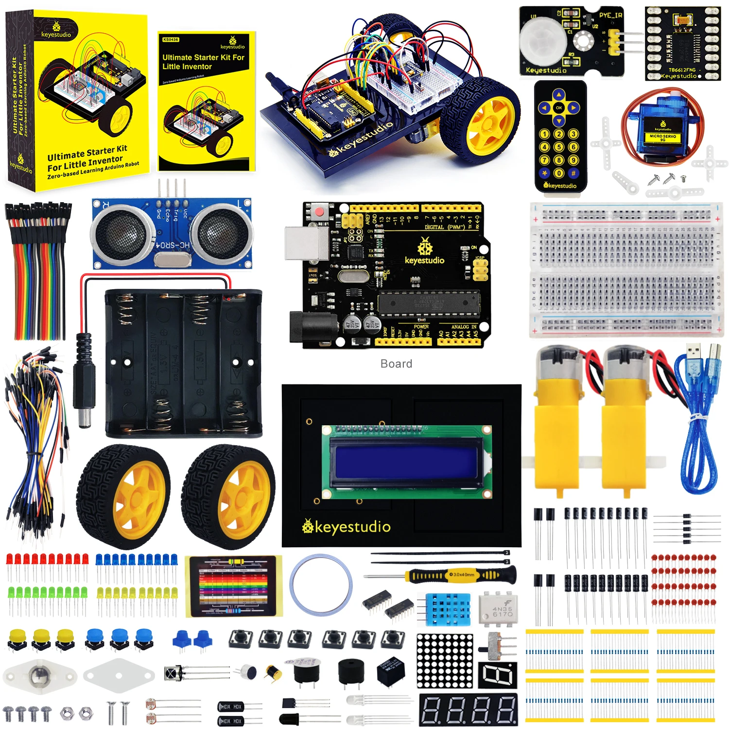 Keyestudio Ultimate Robot Car Starter Kit  For Arduino Little Inventor (Zero-based Learning Arduino  Robot) Diy Electronic Kit