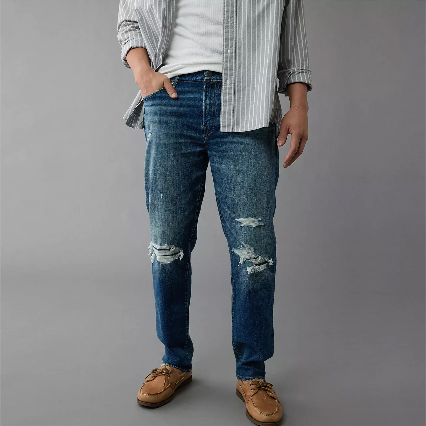 

Men's Slim Fit Straight Leg Jeans Soft Elastic Deep Color mid Waist High Waist Long Pants Autumn Winter Casual Cotton Blend