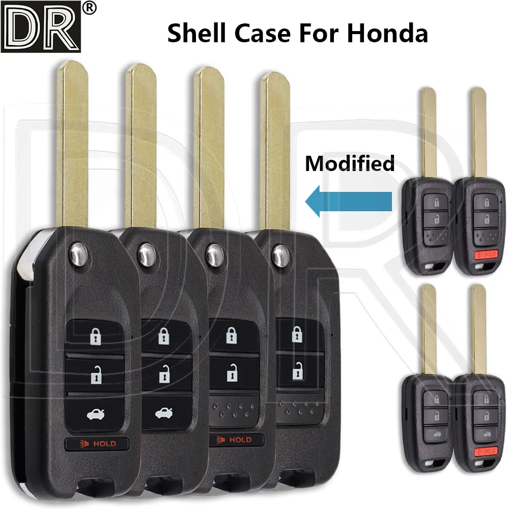 Gran carcasa de llave remota de coche de repuesto modificada para Honda Civic Accord CRV CR-V City Fit XRV 2013+