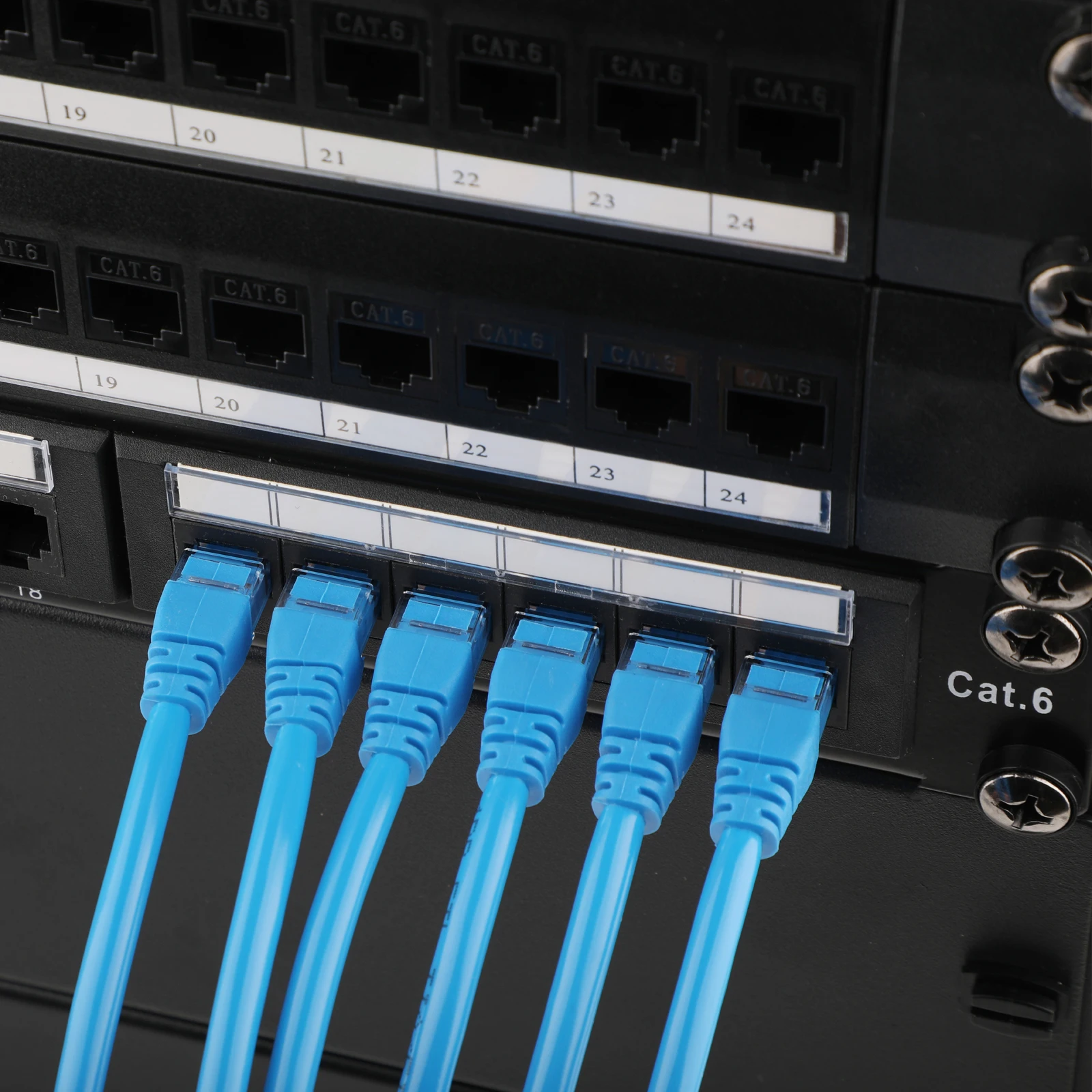 24-Port Cat6 Patch Panel 1U 19 inch Rackmount or Wall Mount RJ45 Ethernet Patch Panel Cable Organizer for Gigabit Networks