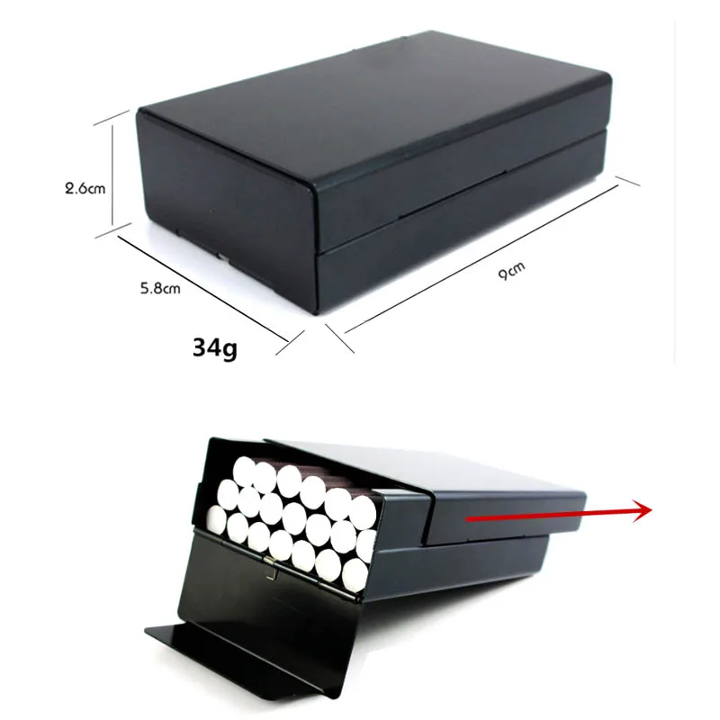 Unique Aluminum Alloy Cigarette Case Slide Cover Portable Pocket Cigaret Pack 20 Cigarette Boxes Man Smoker Gift