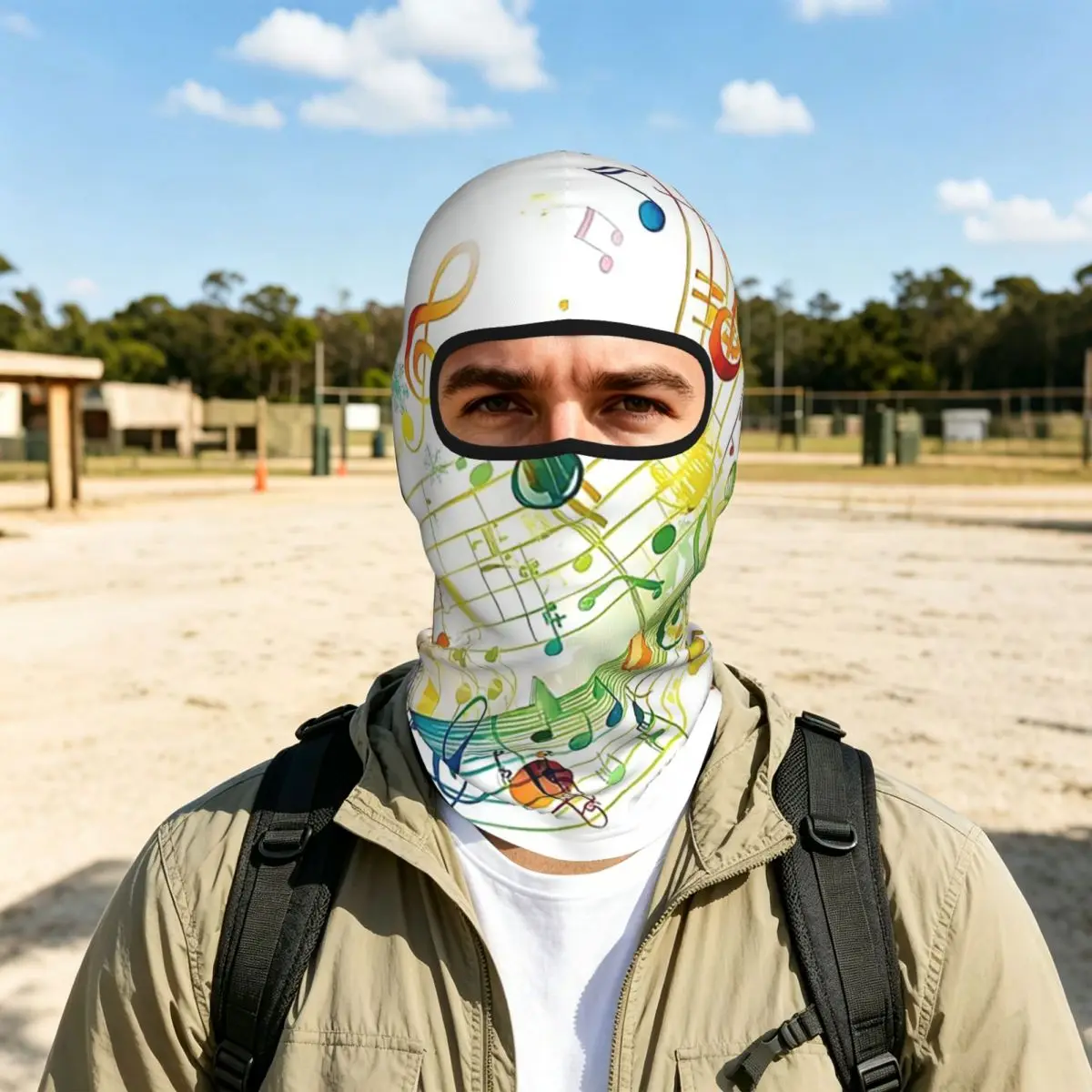 Abstract Piano Keys With Musical Notes Thin Balaclava Full Face Mask Sun Protection Neck Gaiter For Motorcycle Cycling Outdoor