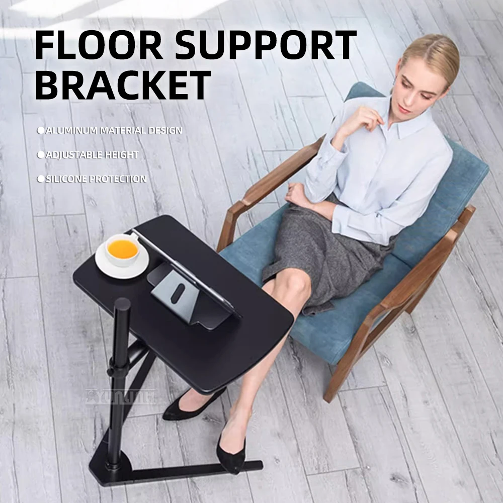 Upright Lifting Bedside Table Floor Stand for Tablet Laptop - Adjustable Height Storage Organizer for Bedroom