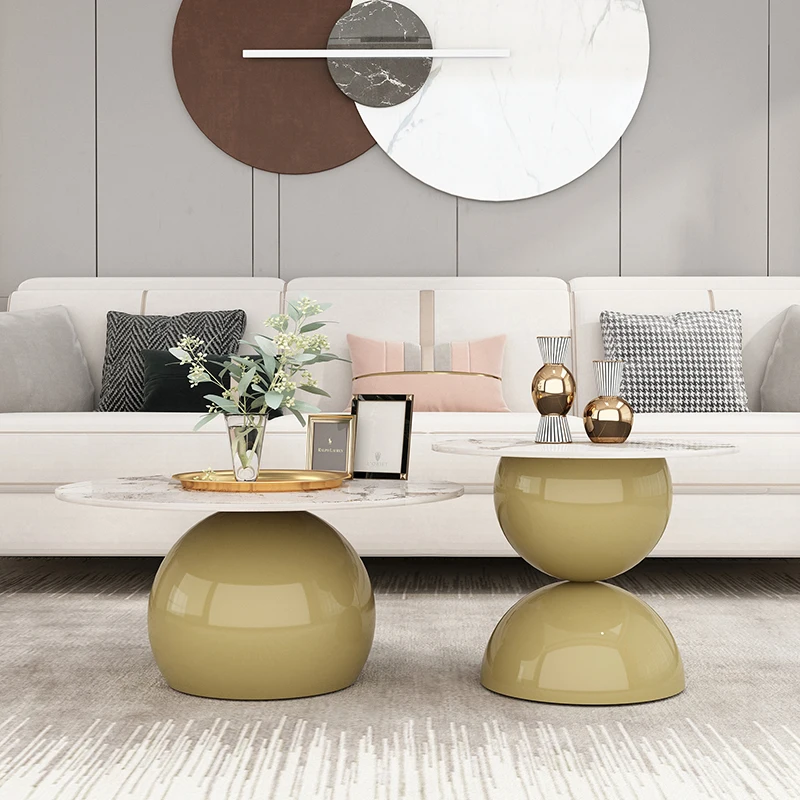 

Round Coffee Table Small Living Room Corner Bedside Mobile Vanity Floor Table Design Table Basse Pour Salon Furniture Set