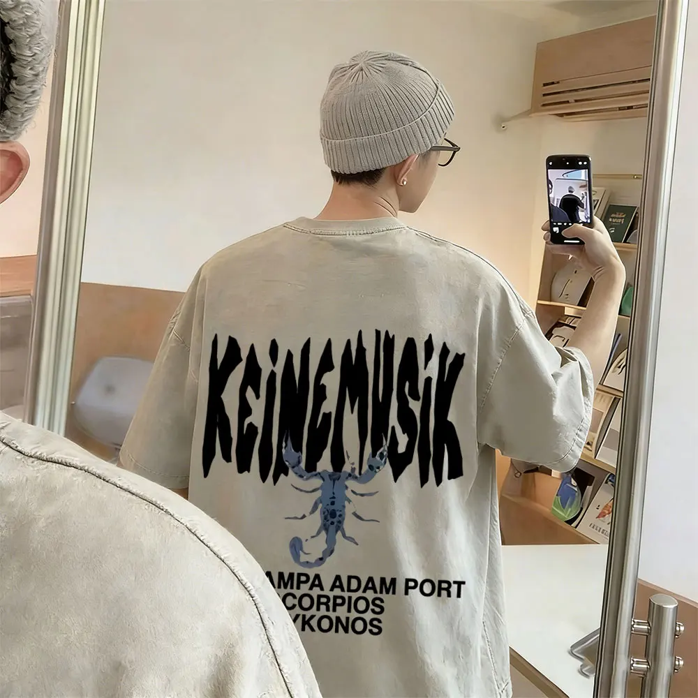 

Hot Sale Washed Vintage Summer Keinemusik X Pacha T Shirt Men Women Fashion Hip Hop Street T-shirts Male Casual Cotton T Shirts