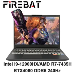 FIREBAT-ordenador portátil para videojuegos, T6A-X de 16 pulgadas, Intel i9-12900HX/AMD R7-7435HS RTX 4060, DDR5, 165Hz, 2,5 K, Wifi6, BT5.1, 32GB, 1TB