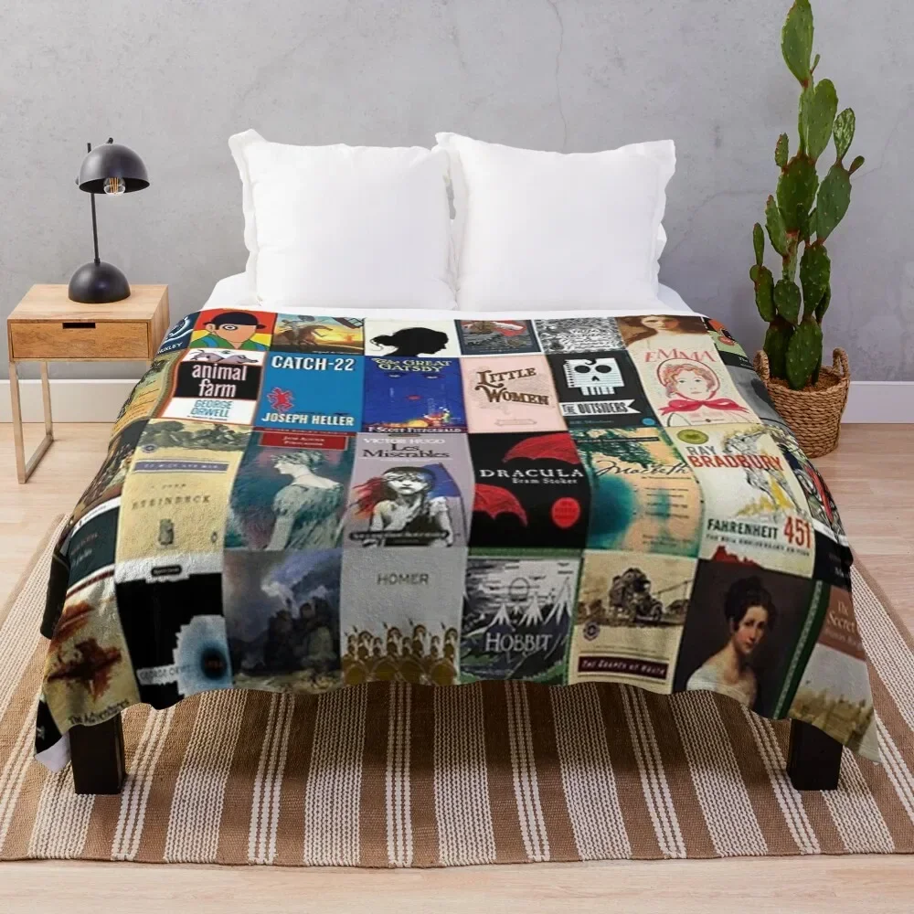 

Classic Literature Book Covers Throw Blanket Hairy Furry Blankets