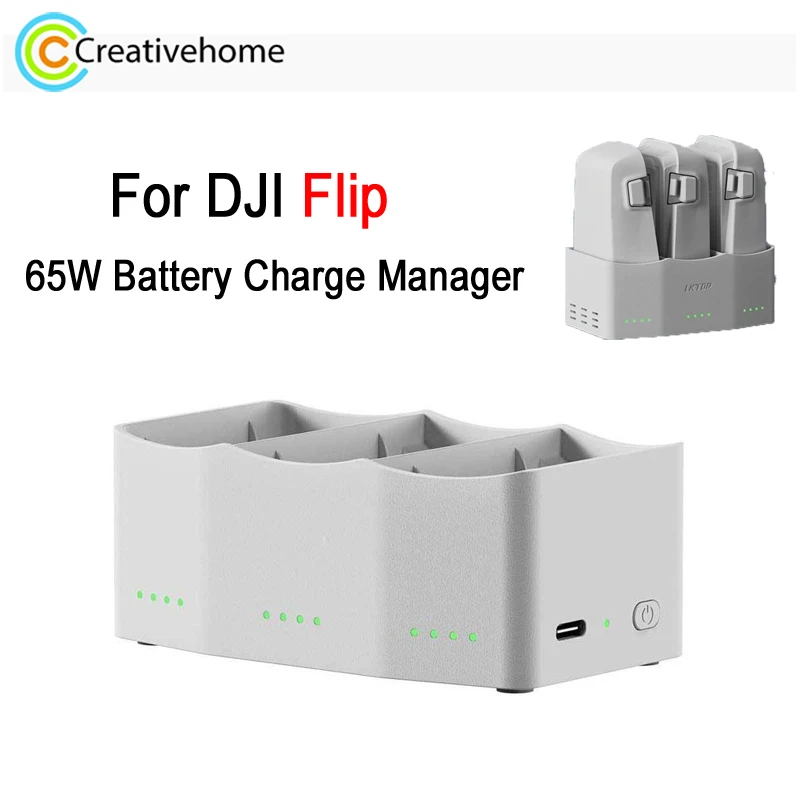 LKTOP-Flip 65W Battery Charge Manager For DJI Flip Drone, 3-Channel Parallel-connection Batteries Charging Manager Accessories