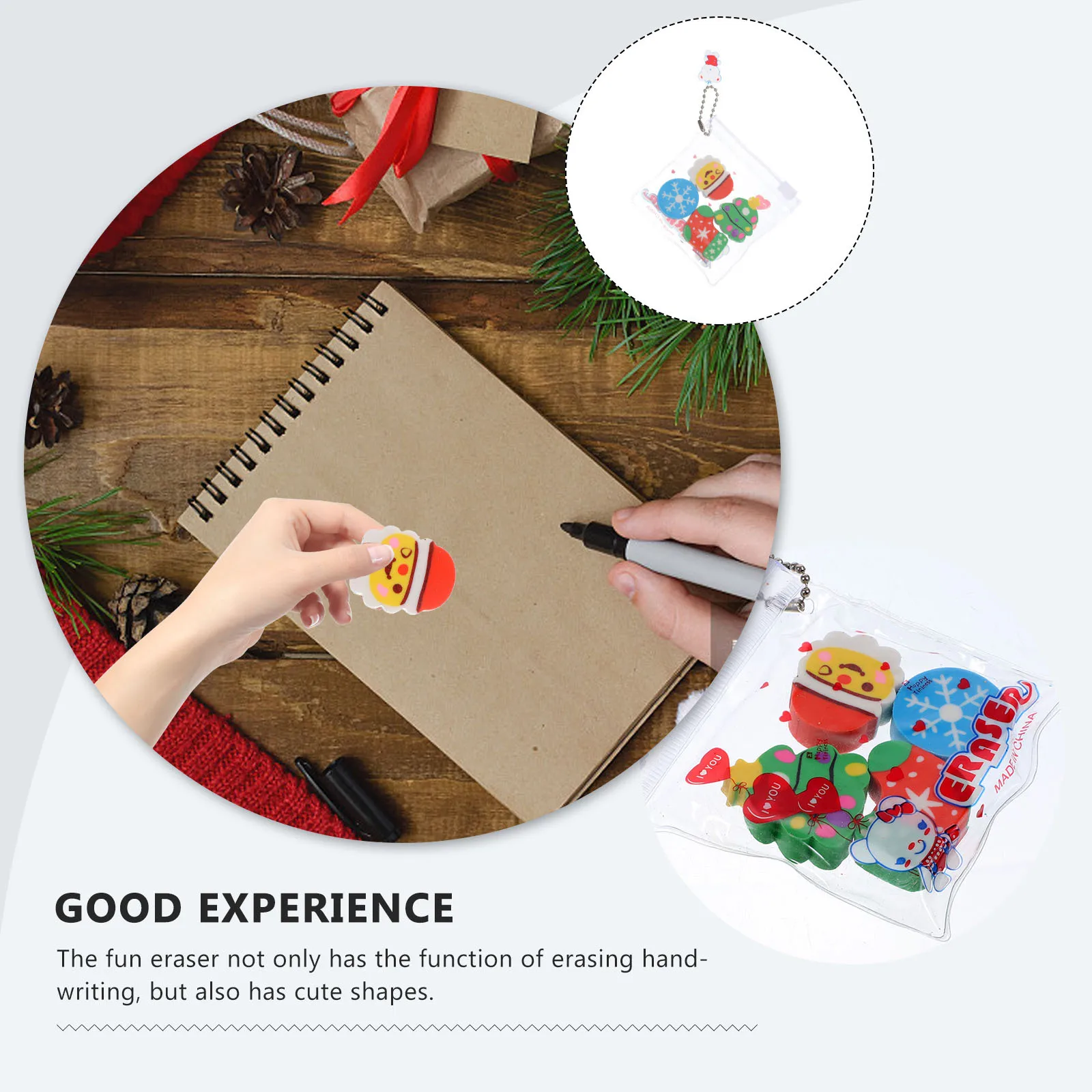 6 ensembles de gommes à thème de noël, Mini dessin animé en forme de noël, Adorable croquis multifonction, cadeaux pratiques et mignons à collectionner