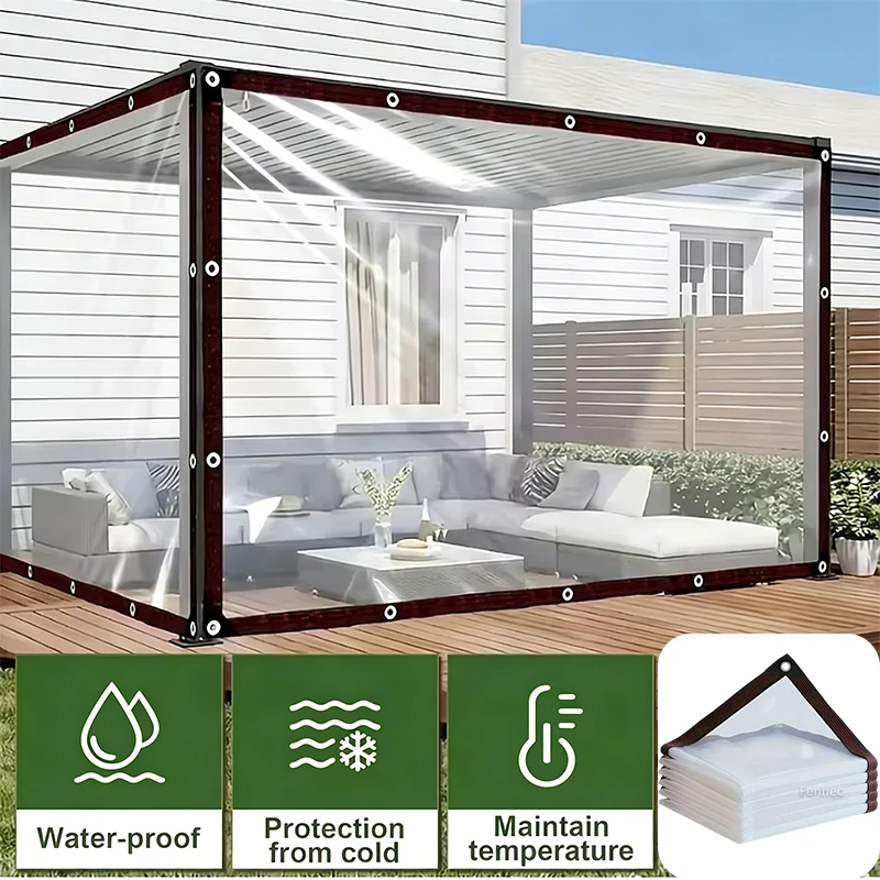 1PC Waterproof and Windproof Heavy Duty Clear Vinyl Tarpaulin, for Outdoor Gardens, Greenhouse Plant, Roof Porch Chicken House