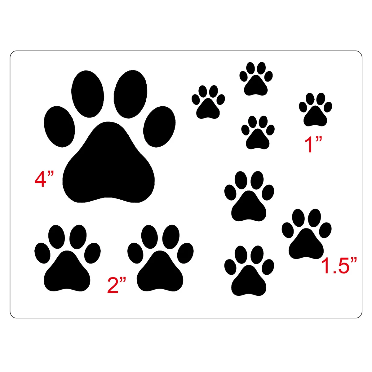1 Set of 2 Dog Paw Stencils Two Counts Dog Paw Cat Paw Print Stencils Sheet Template, Various Paw Print Sizes,