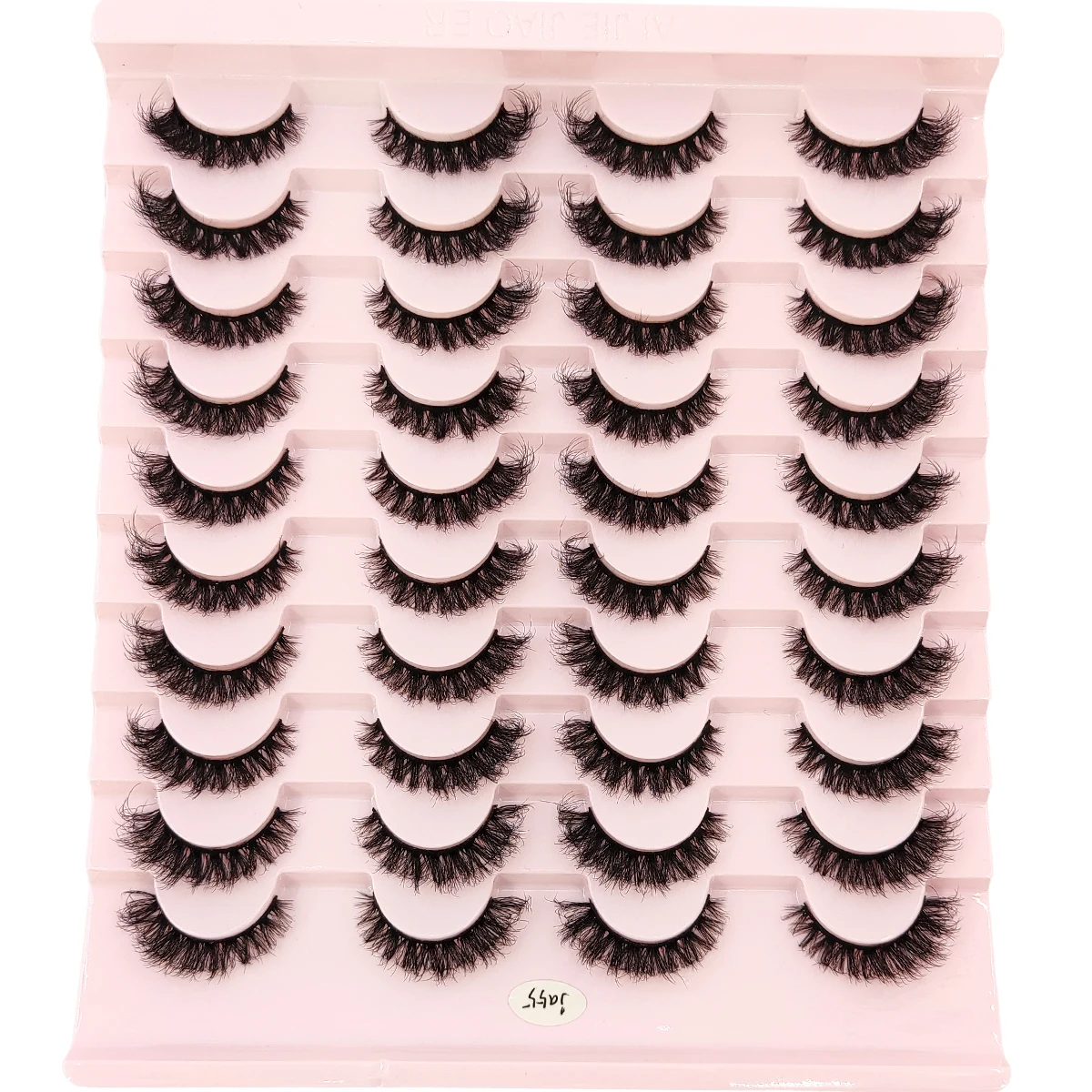 HBZGTLAD 20 رموش صناعية مزدوجة من المينك رقيق وديناميكي طبيعي للتجعيد رموش صناعية خفيفة ومرنة