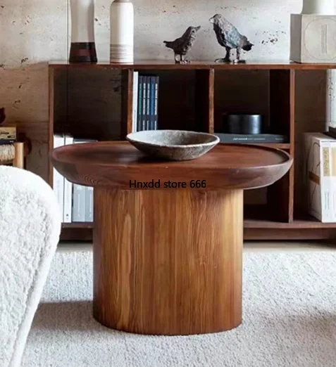 Retro round coffee table art living room round coffee table homestay wall-mounted locker