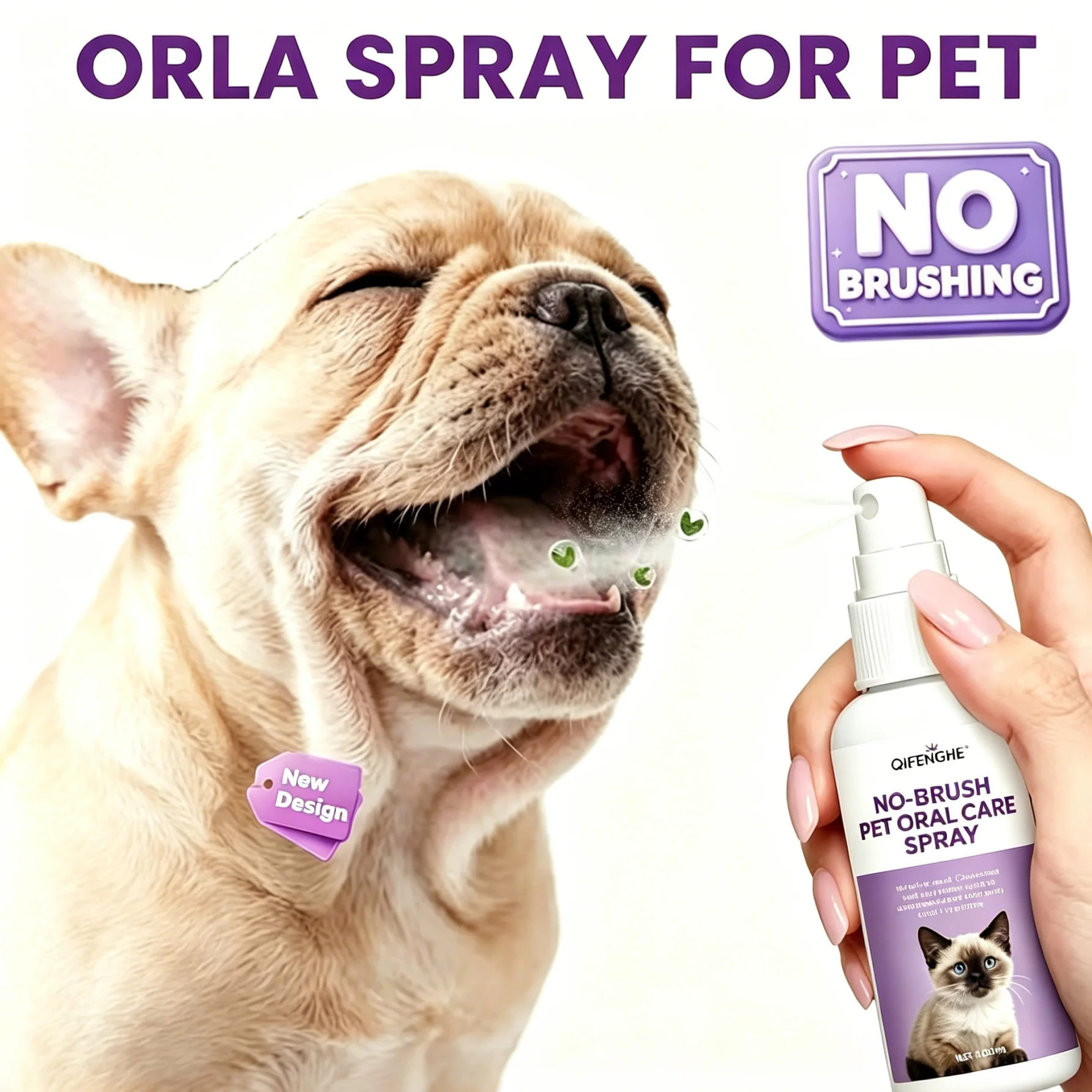 Spray Bucal para Mascotas SIN CEPILLO, Refrescante Bucal de Acción Rápida, Elimina el Mal Olor Bucal, Cuidado Bucal Diario Suave para Perros y Gatos